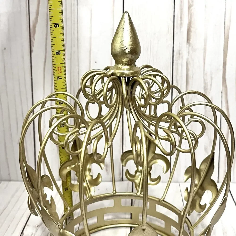 NWT Gold Metal Cake Topper Table Decor Crown Fleur De Lis Crown